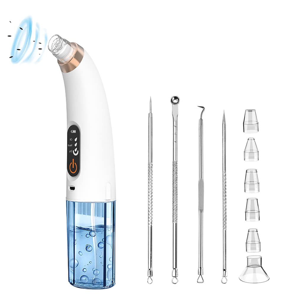 Gobesty Blackhead Remover, Pore Cleaner, 3 Suction Modes, Vacuum Cleaner, Blackhead Remover, Pore Cleaner, Pimple Remover, Vacuum Blackhead Suction USB Charging, with 6 Interchangeable Suction Heads