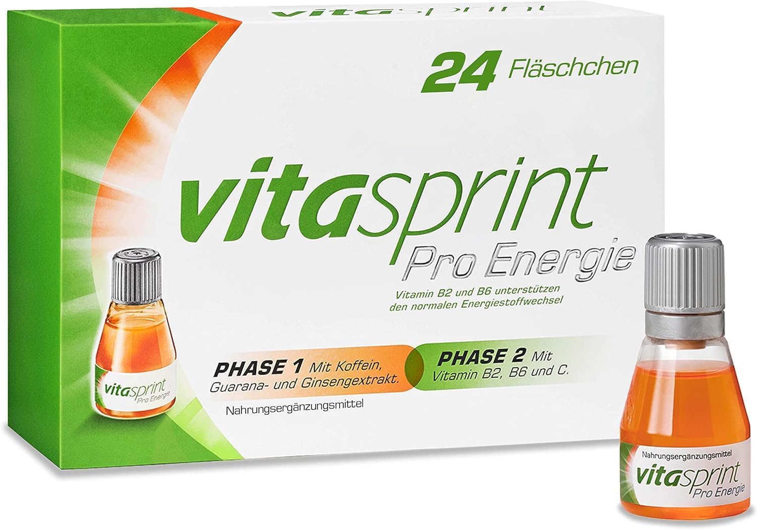 Vitasprint Pro Energy Drinking Bottle - Natural Dietary Supplement for Improved Concentration* - 1 x 24 Drinking Ampoules