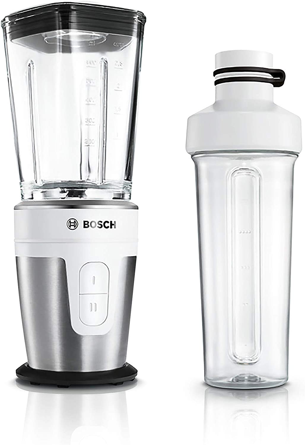 Bosch Hausgerate Bosch MMBM7G2M Mini blender (2Go bottles, glass mixing container, 2 speed levels, 350 watts) black / silver