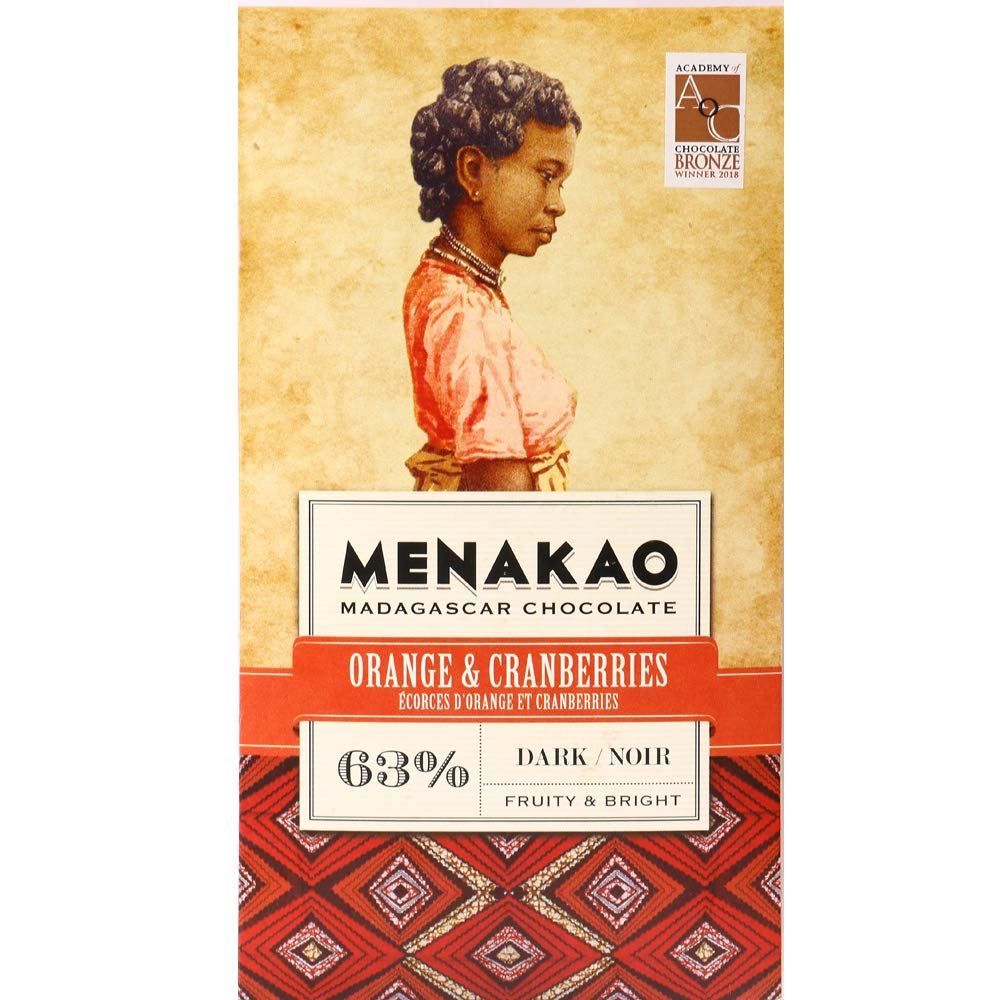 Menakao Orange & Cranberries 63%, 65g