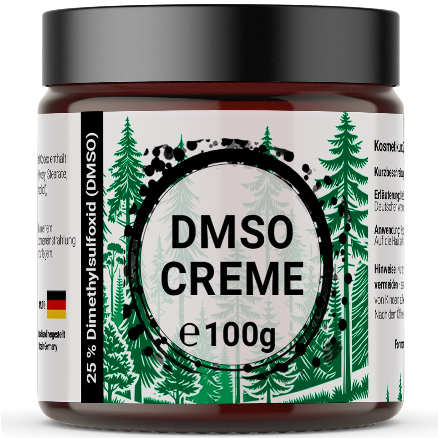 1 x 100 g DMSO Cream | Dimethyl Sulfoxide 99.9% Purity | Ph. Eur. in Basic Cream - DAC German Pharmacist Codex - in Glass Jar - Highly Effective