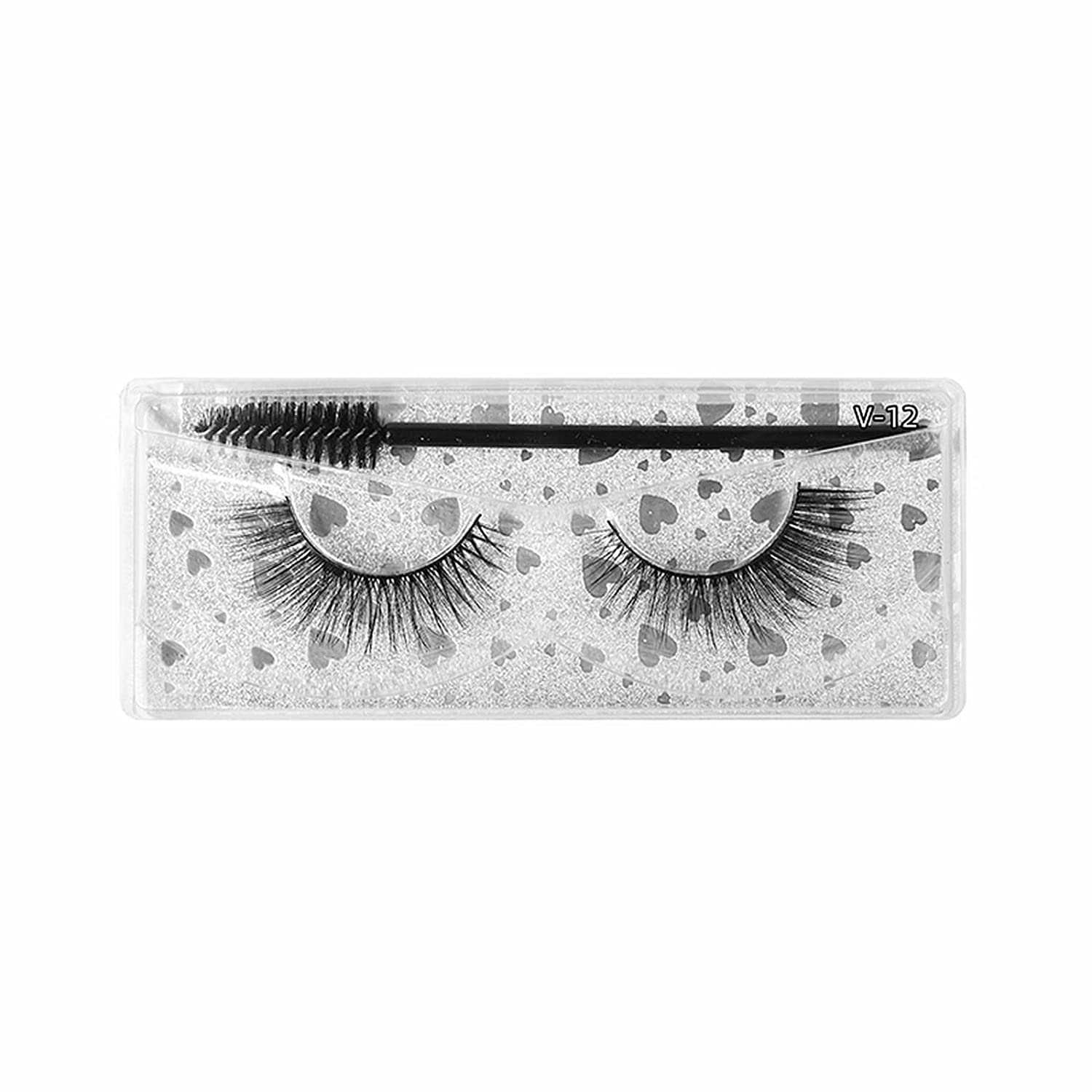 Generic 3D Thick False Eyelashes 1 Pair of Cotton Threads of V-Eyeliner Black, 