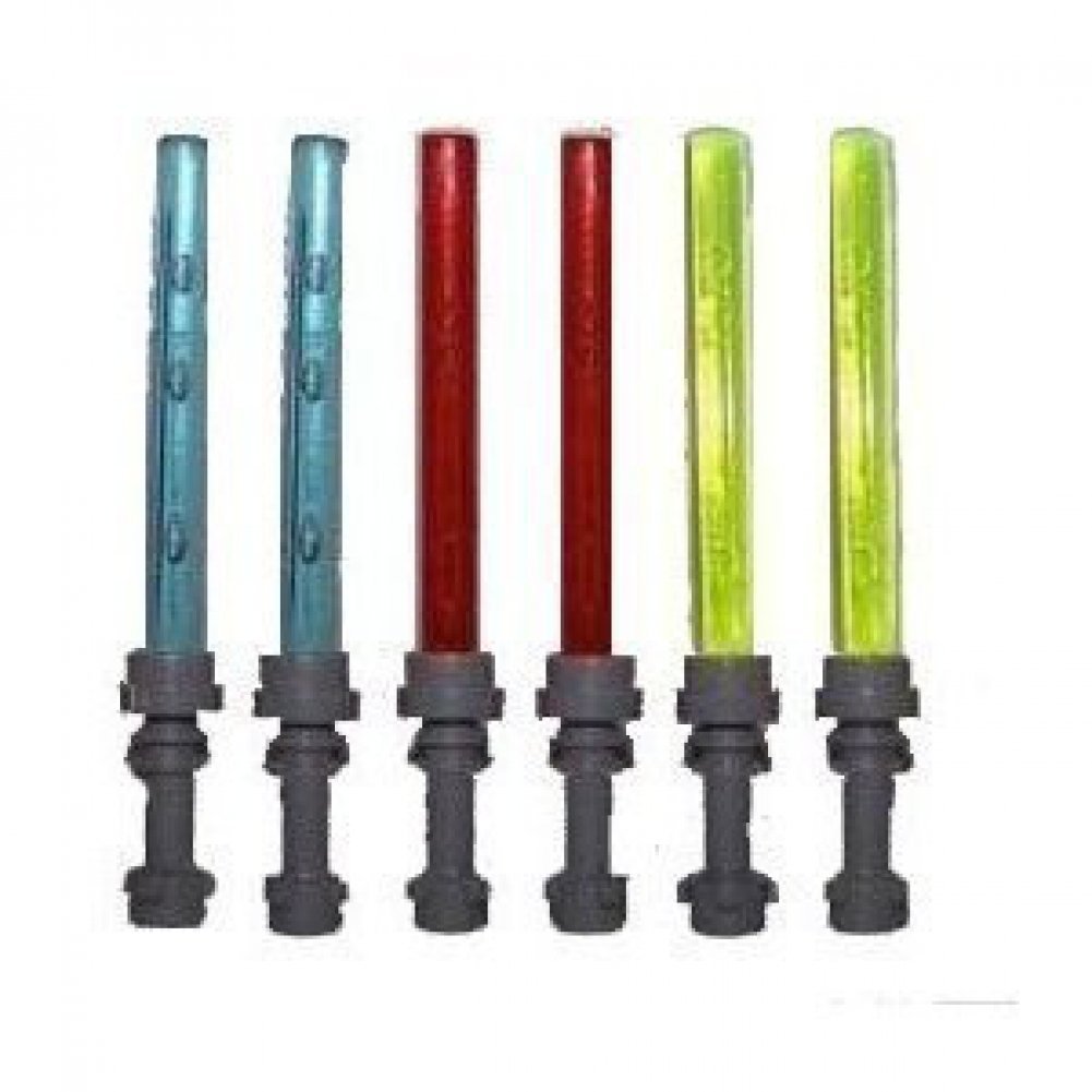 Lego Lot Of 6 – Lightsabers – Door For Small Minif Igures (2 Red, 2 Blue, 2