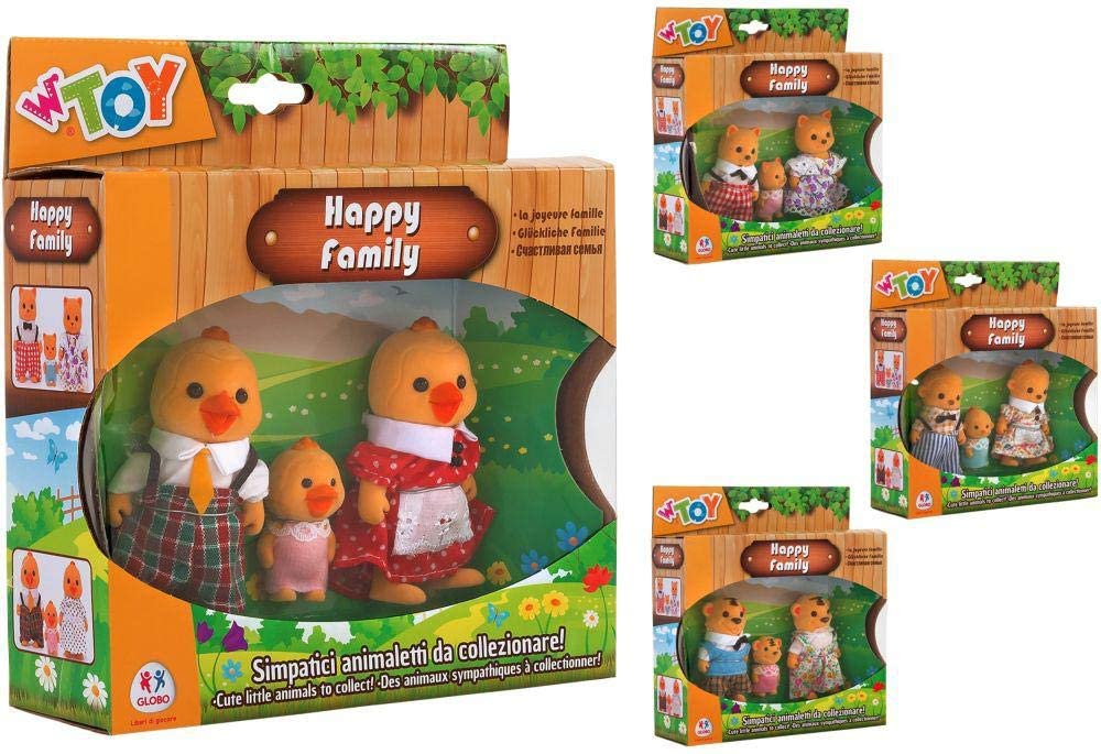 Globo Toys GLOBO37890 'W' Toy Flocked Dressed Animal Family (Pack of 3)