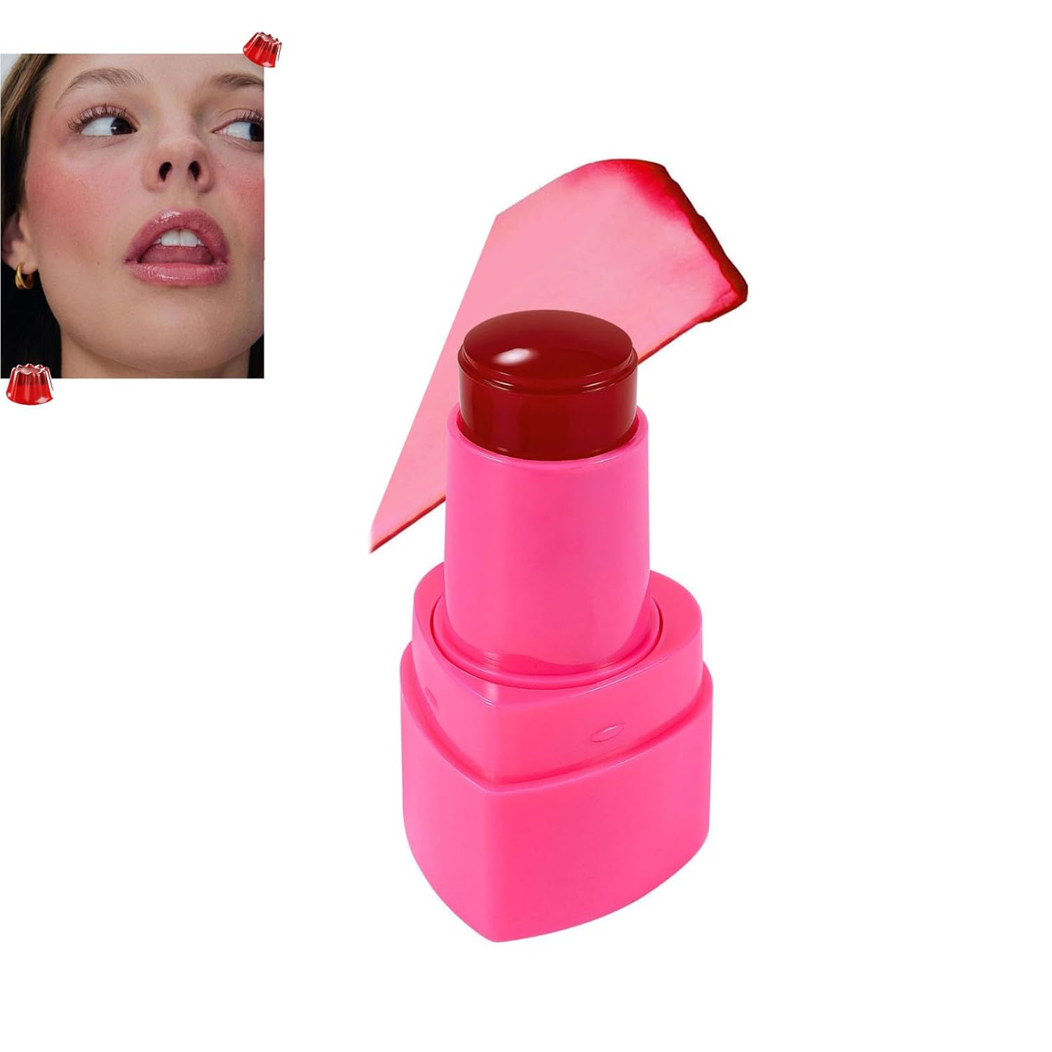 Jelly Tint, Blush Stick, Jelly Blush Stick Peach Pink Blush Stick Cream, Creamy Blush Face Mat, Waterproof, Natural, Healthy Cheek Blush, Bare Cheeks Coloring Watercolor Finish (C, 9G)