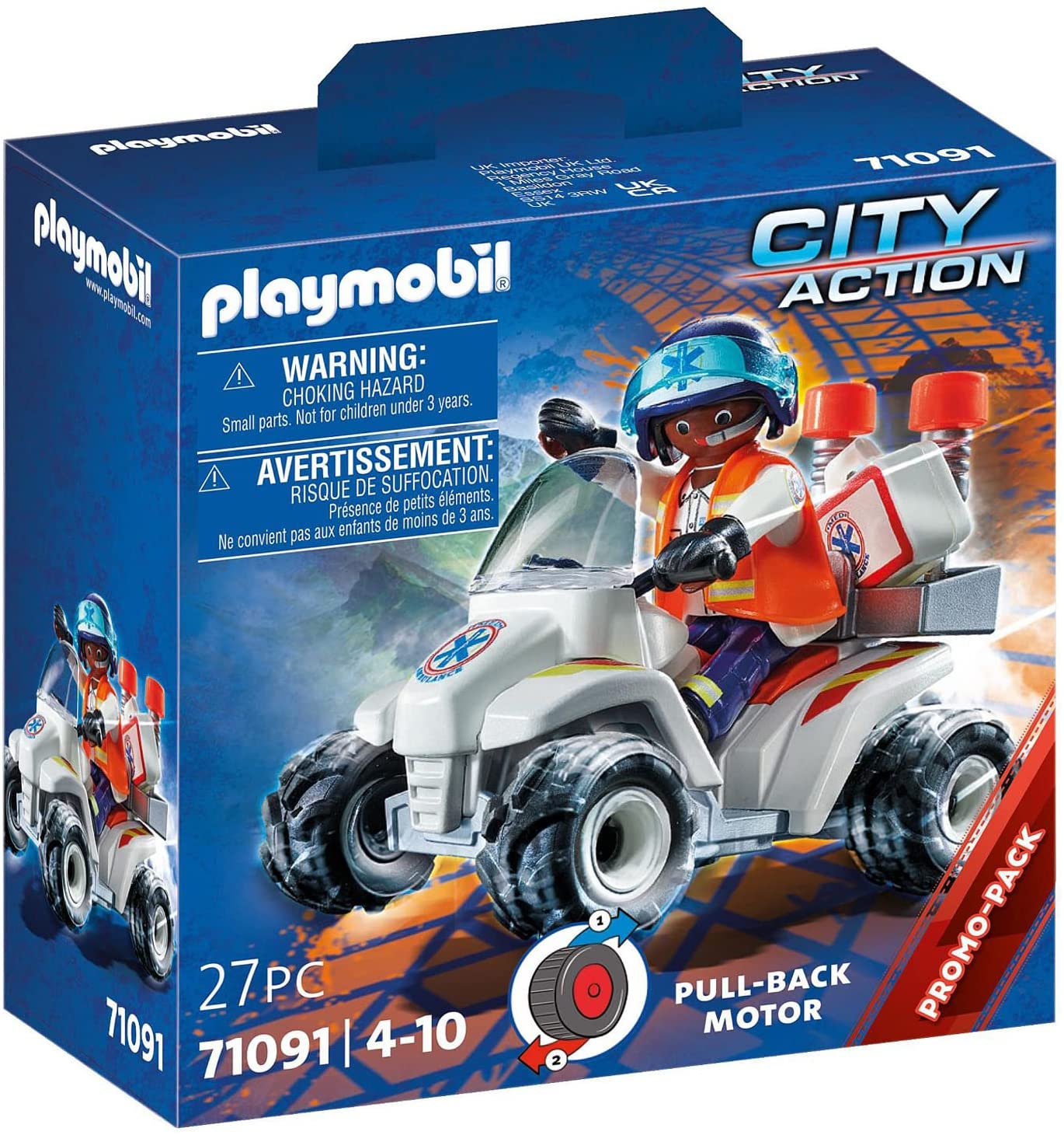 PLAYMOBIL City Action 71091 Rescue Speed Quad with Pull-Back Motor for Ages 4 and Up