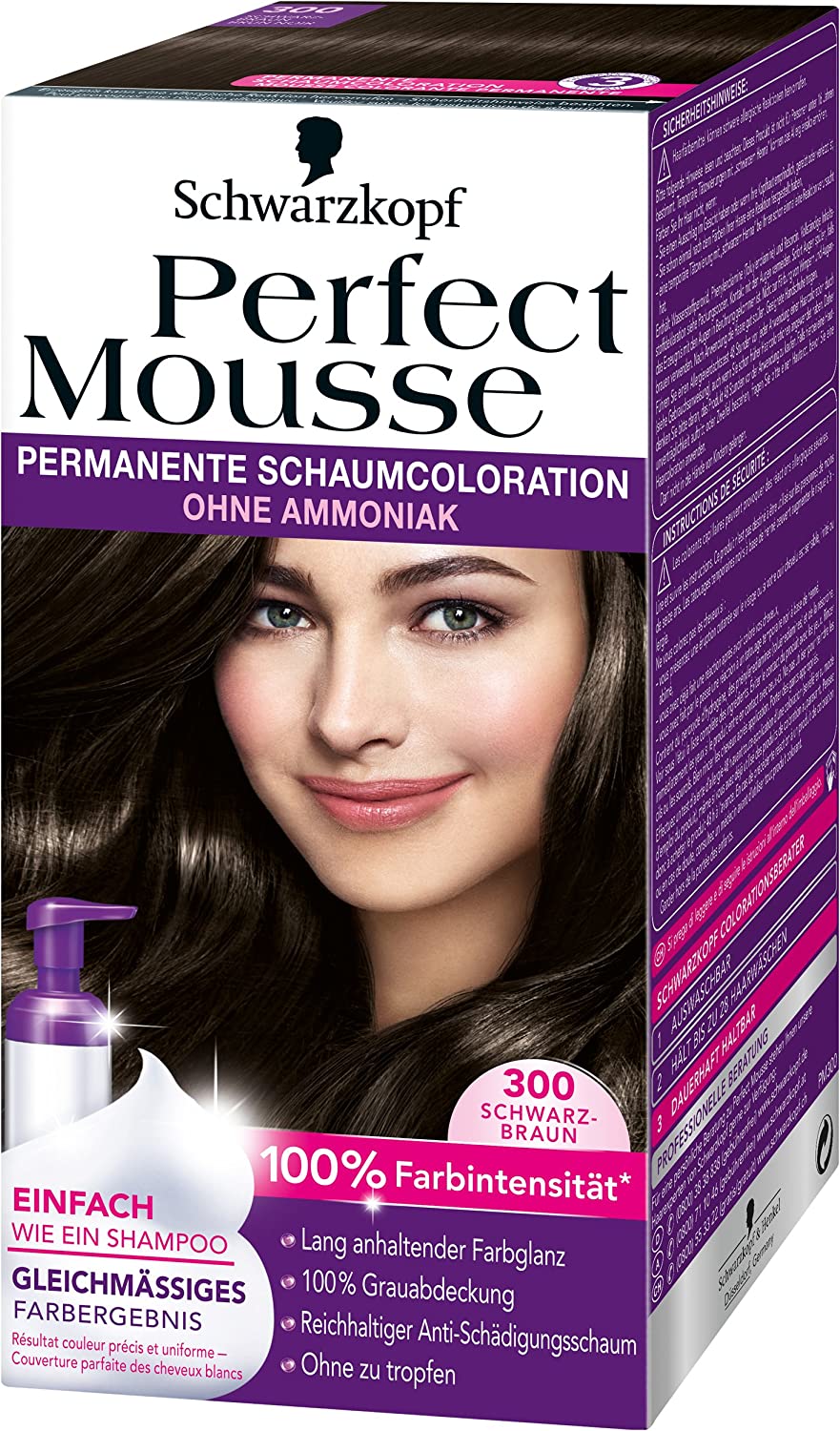 Perfect Mousse Permanent Foam Color 300 Black Brown Pack of 3, ‎300