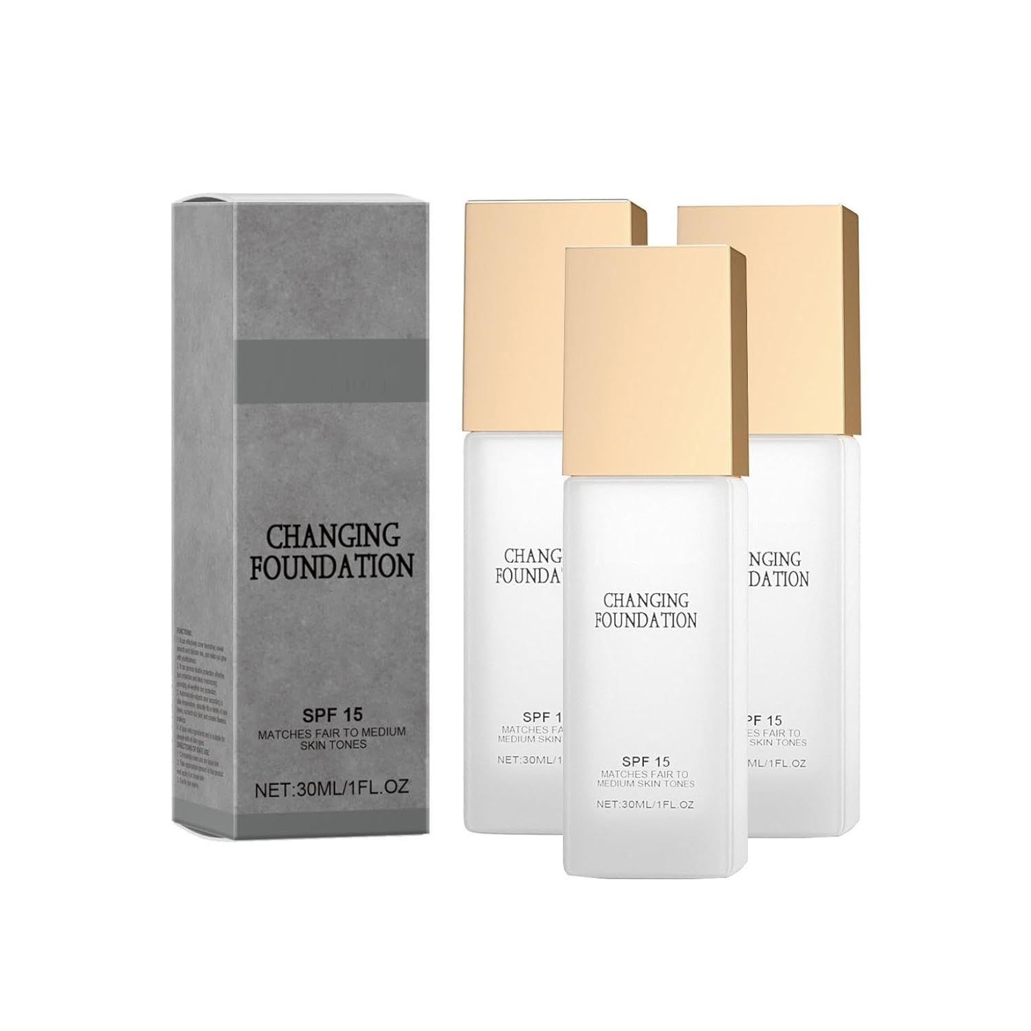 Merodacosmetics Foundation Changing Foundation with Spf 15, Skin Tone Adjusting Moisturizing and Natural Merida Foundation for Radiant Teenagers Complexion (3 Pieces, 30 ml)