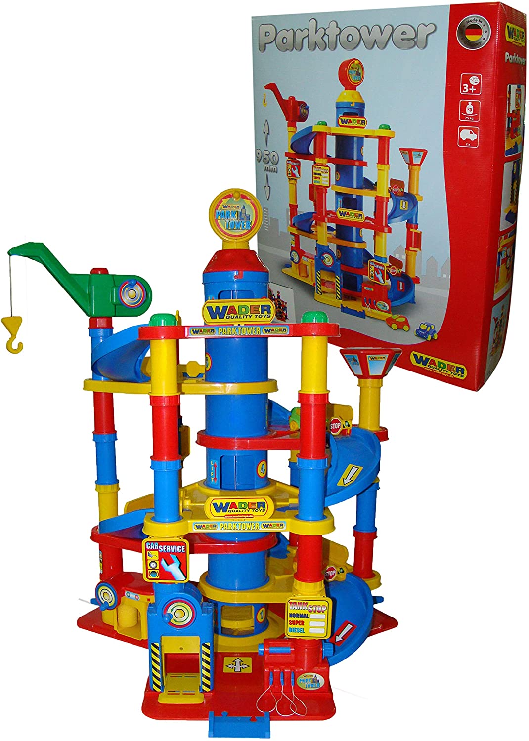 Wader Quality Toys Wader, 7 Tier Tower Washer,, 59 x 77 cm – toy Parking Garage Petrol Station