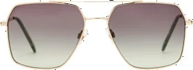 Sunglasses adults golden, square metal frame, 1 piece