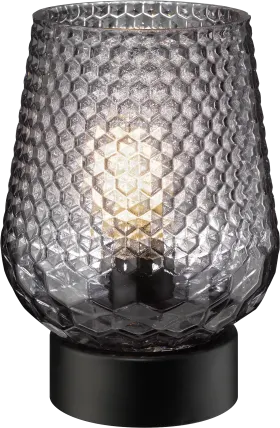 LED lamp made of glass in diamond look, black bamboo base, 1 piece