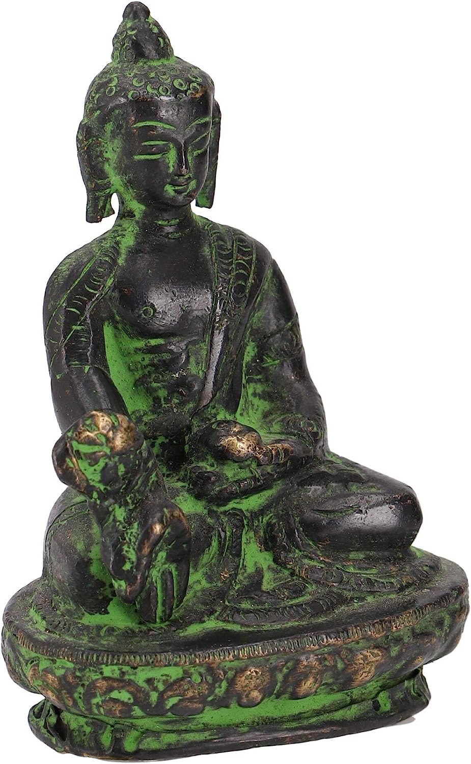 GURU SHOP Buddha Statue Brass Medicine Buddha 8 cm Green Buddha
