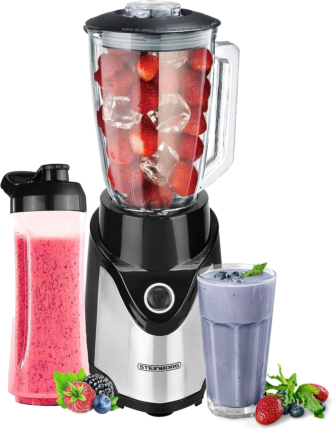 Stand Mixer | 6-Way Metal Knife | 570 ml | 600 ml To-Go Cup | Pulse Function | 500 Watt | Glass Stainless Steel | Universal Power Mixer | Ice Crusher | Protein Shaker | Chopper | Smoothie Maker