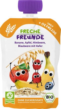 Squeeze banana, apple, raspberry, blueberry with oats from 6 months, 100 g