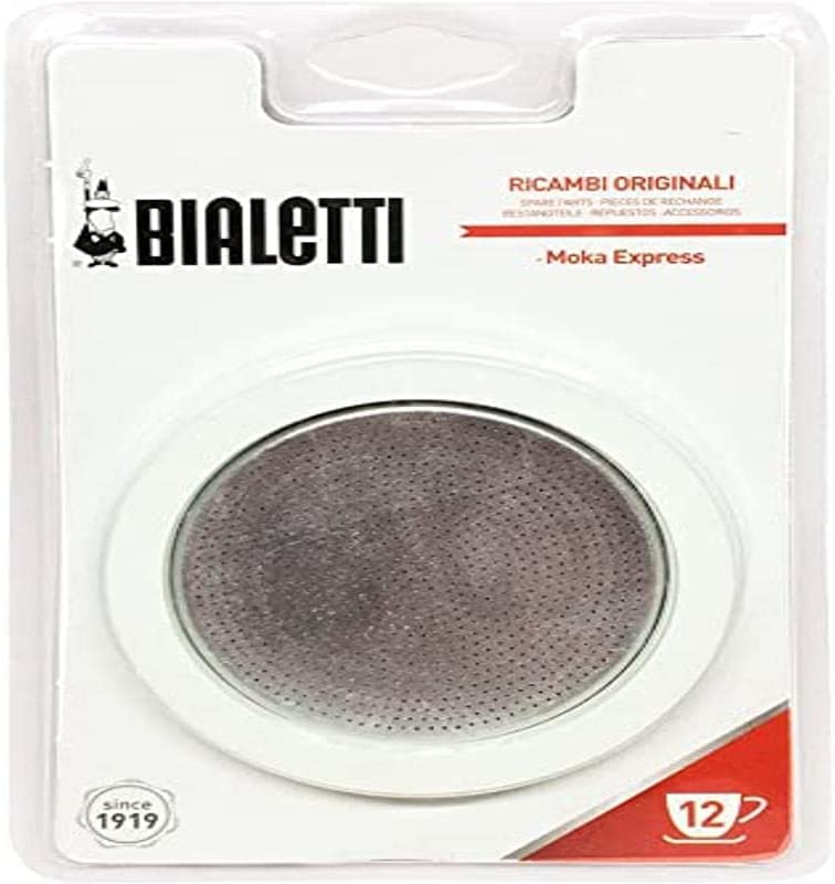 Bialetti: Set of 3 0800006 Seals and Filter for 6-12 cups Italian Coffee Machines Metal White 5 x 5 x 1 cm