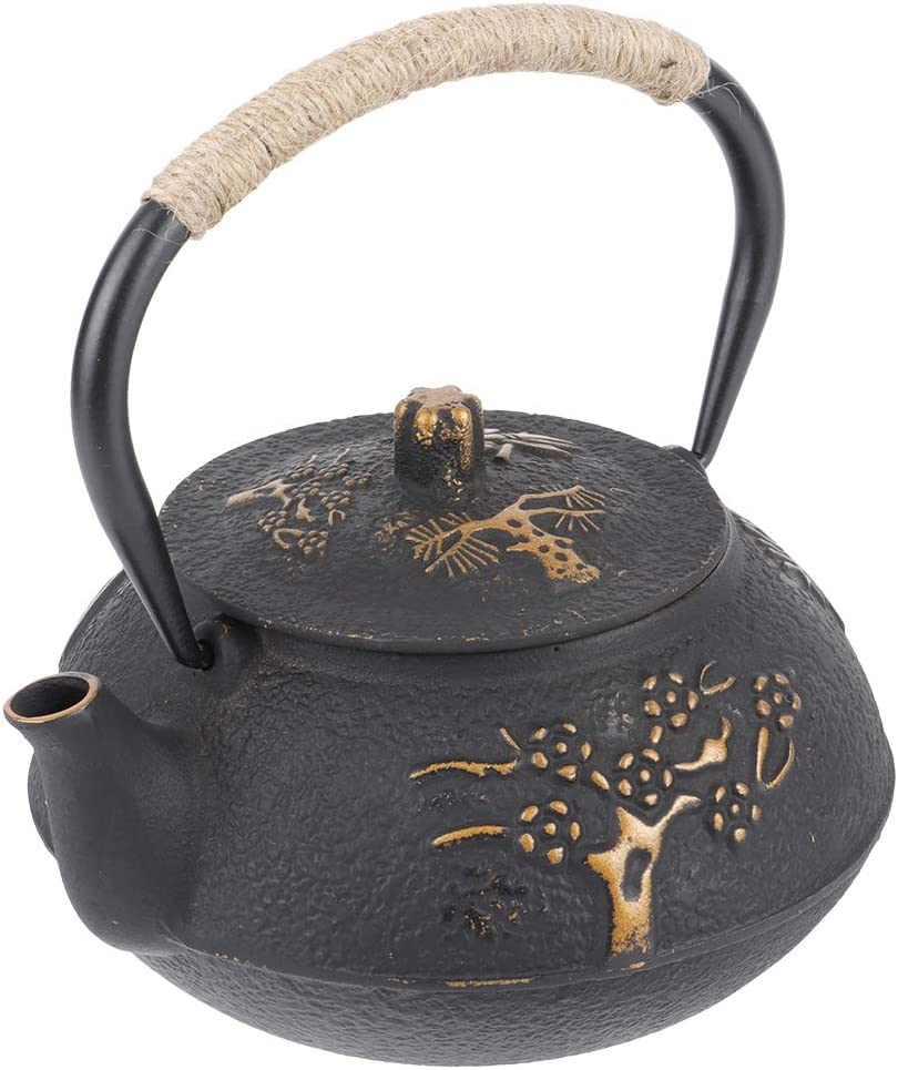 Raguso Japanese Cast Iron Teapot with Infusion for Loose Tea and Tea Bags Corrosion Resistant Iron Pot Teapot 900ml Teapot and Stove Top Teapot