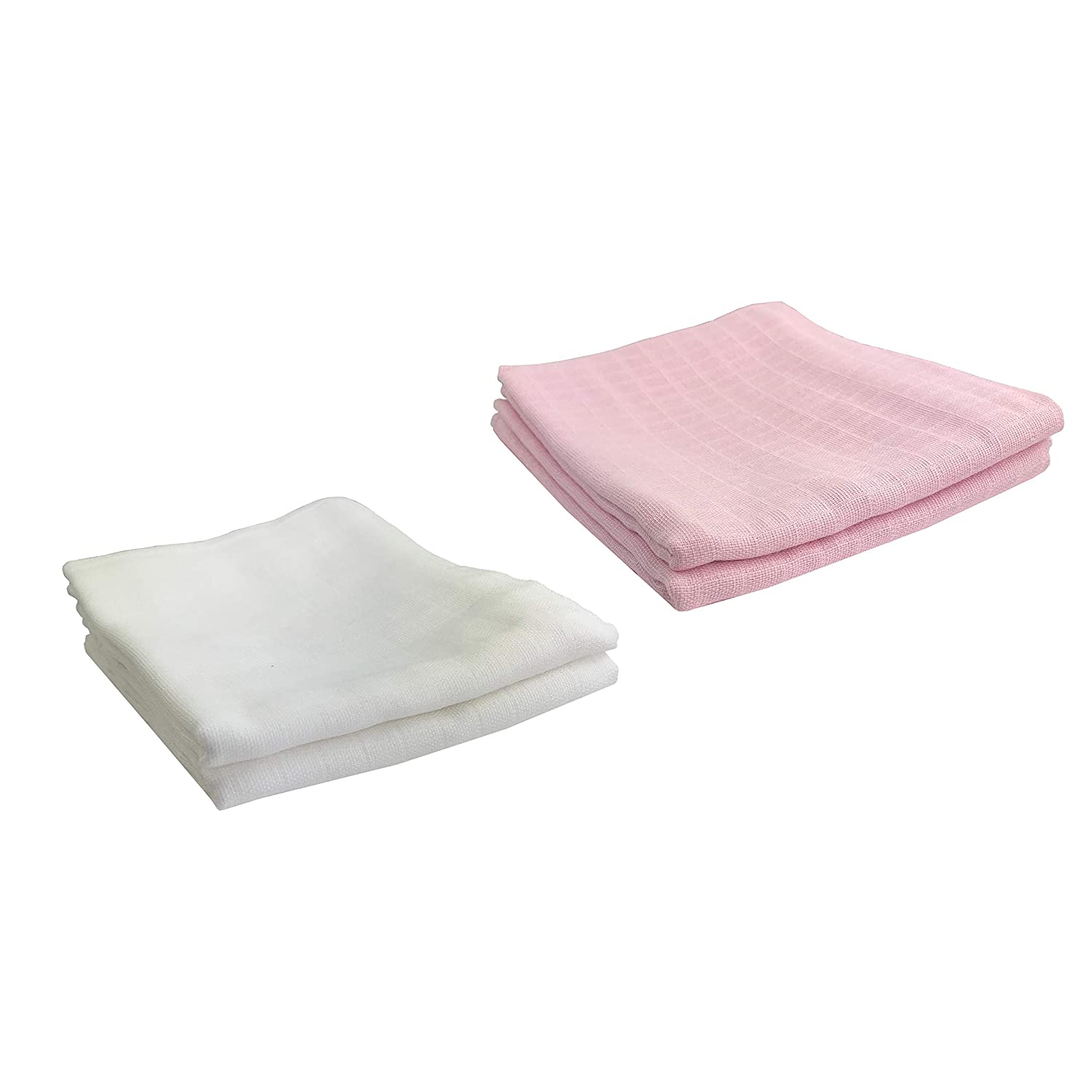 4x Swaddling Cloths - Large Burp Cloths Muslin Nappies 100 120 140 160 cm Baby Cotton - Swaddling Cloth | Oeko-Tex (4 Pink, 100 x 100 cm)