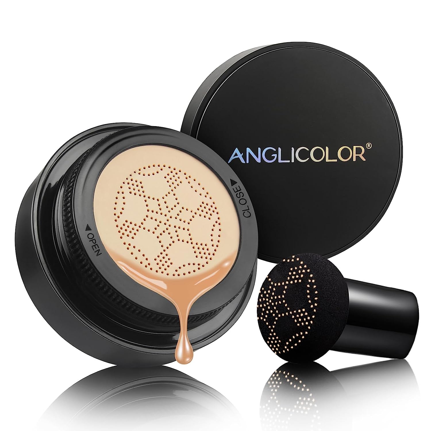 Anglicolor CC cream, cushion foundation, waterproof for long-lasting coverage of blemishes, mushroom head air cushion foundation, CC cream for face make-up with oil control effect (03#)