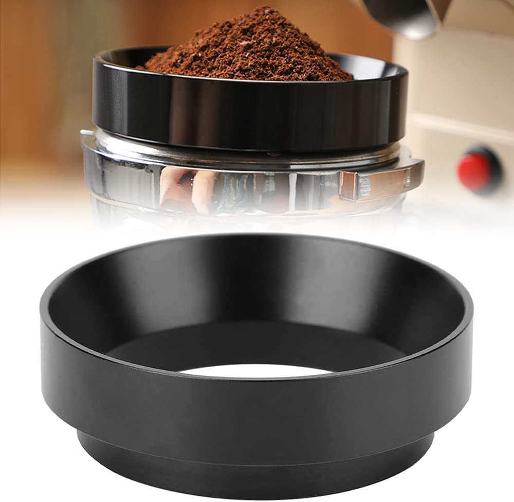 Foreverup Coffee Dosing Ring, 58 mm Aluminium Universal Coffee Dosing Ring with Magnetic Espresso Dosing Funnel, Coffee Filter Holder Funnel, Replacement Coffee Machine Accessories for Coffee Machine, Black
