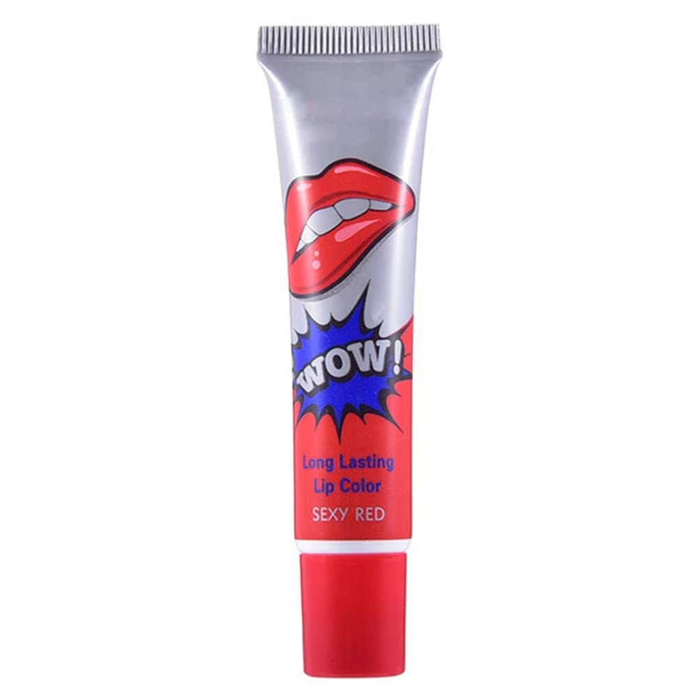 Nicejoy Lip Gloss Mask Peel Off Durable Waterproof Tattoo Magic Colour Peel Off Lip Gel Tint Hot Red, ‎as shown