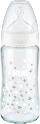 NUK Baby bottle made of glass First Choice Temp. Control, Gr. 1M, white, 240 ml
