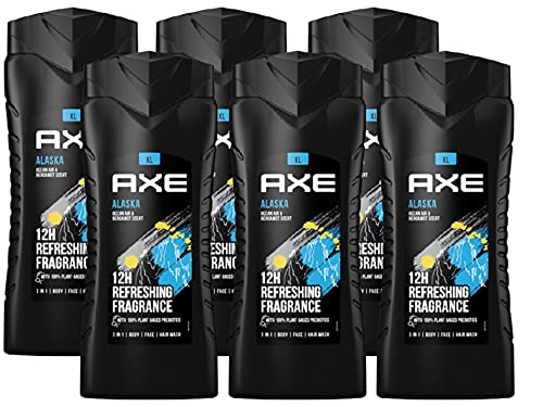 AXE Alaska XL 3-in-1 Shower Gel and Shampoo for Long-Lasting Freshness and Fragrance in Pack of 6, Men\'s Shower Gel for Body Face Hair Wash, Shower Gel Dermatologically Tested (6 x 400 ml)