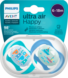 Philips Avent Pacifier ultra air silicone, blue/white, 6-18 months, 2 pcs