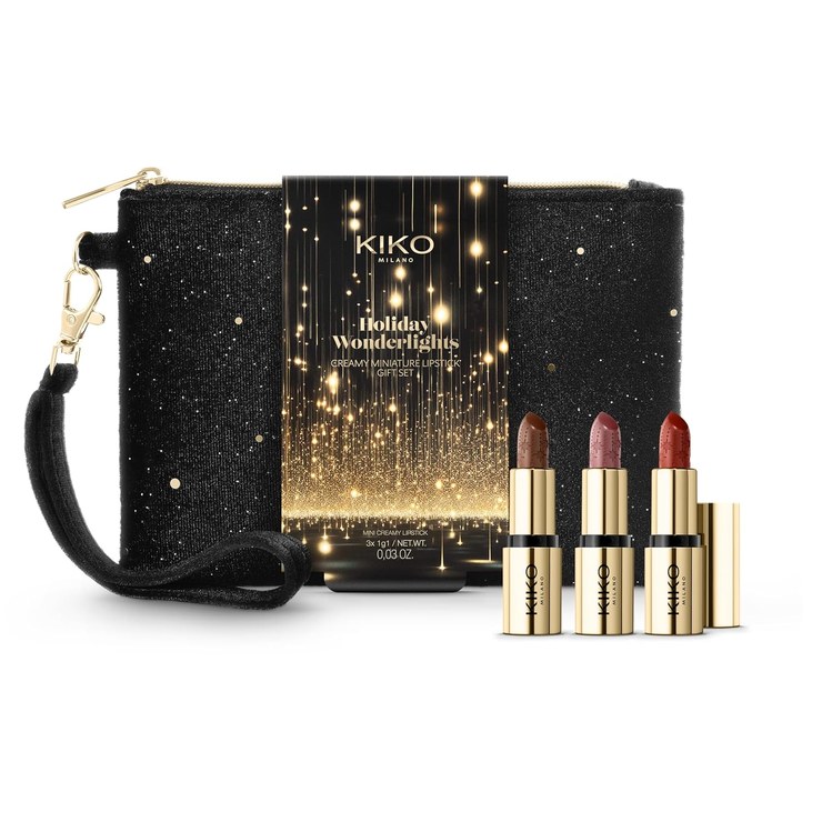 KIKO Milano Holiday Wonderlights Creamy Miniature Lipstick Gift Set, Lip Gift Set: 3 Mini Lipsticks with Creamy Finish