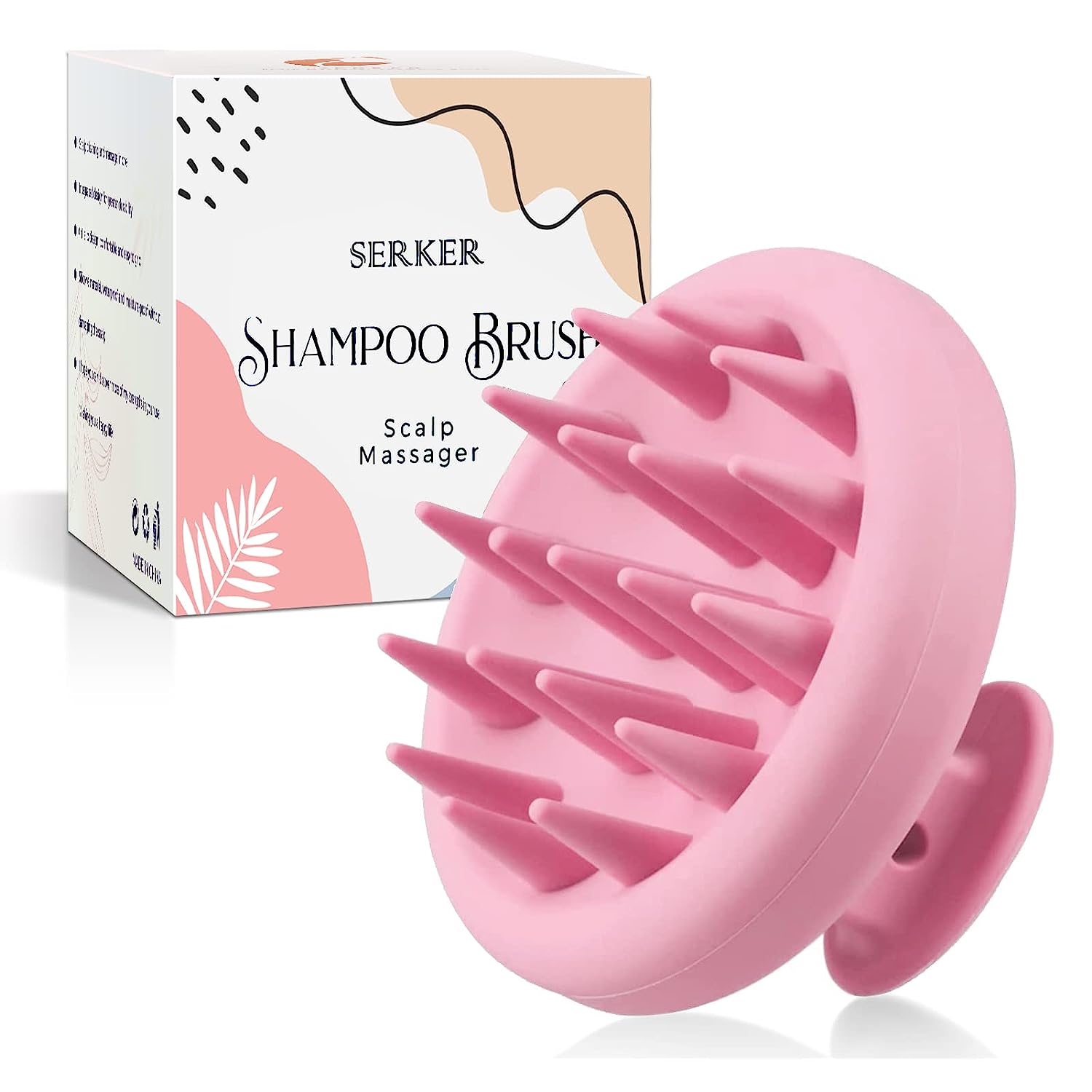 Serker Scalp Massage Brush Shampoo Brush, Silicone Shampoo Hair Brush, Scalp Massager for Exoliating and Stimulating Hair Growth, Dandruff Reduction, Head Massage [Wet & Dry] (Pink)