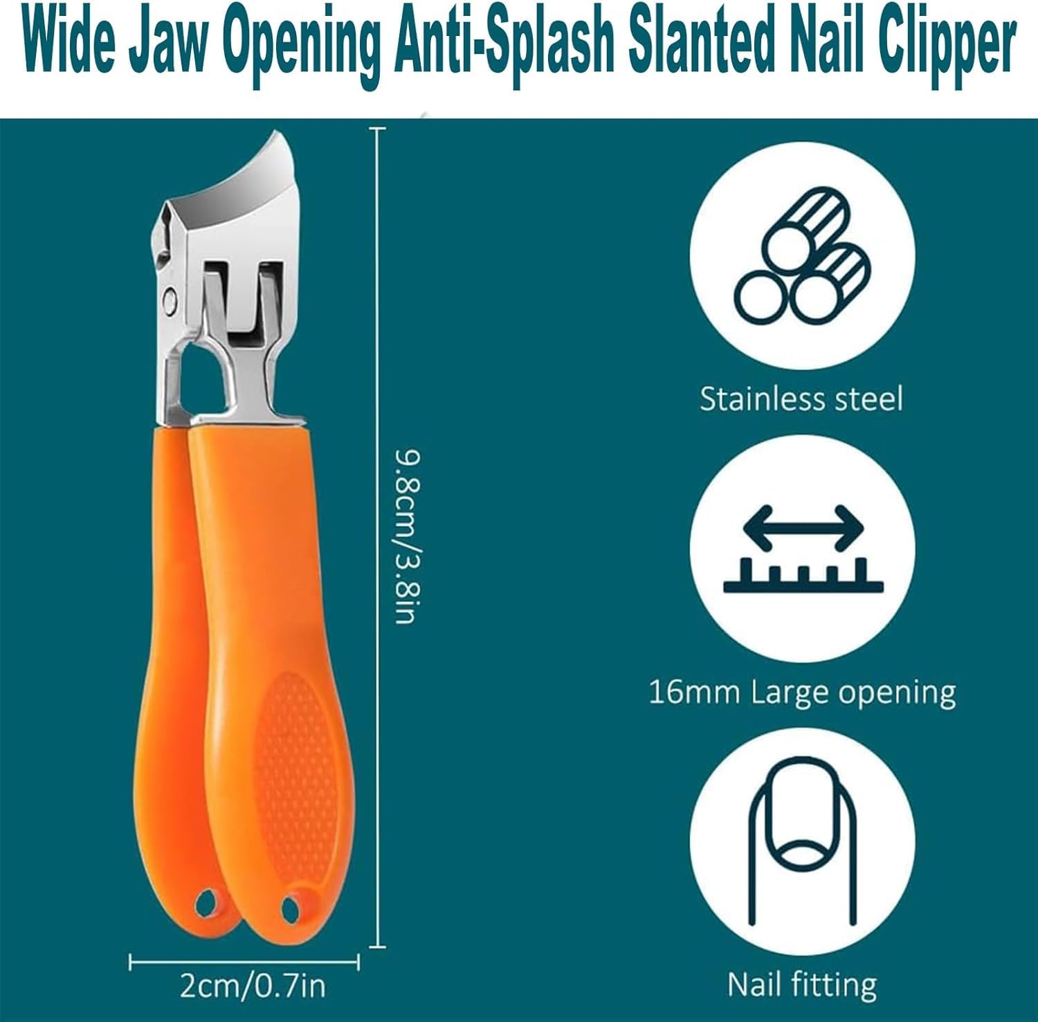 Curved Nail Clippers, 2025 Angled Nail Clippers, Toenails with Wide Opening and Splash Guard, Oblique Nail Clippers with Wide Opening for Adults and Seniors (Black)