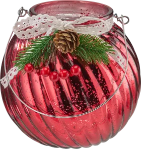 Boltze lantern made of glass, red, 1 pc