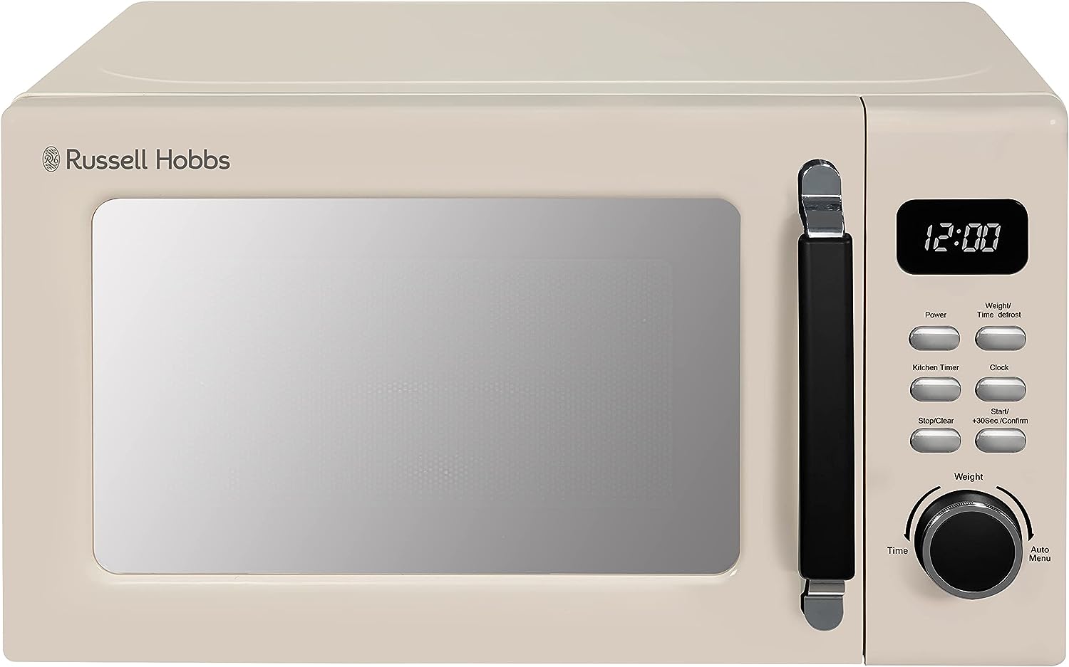 Russell Hobbs RHM2026C STYLEVIA Digital Microwave 20 Litre 800W Cream 5 Power Levels Mirror 8 Automatic Cooking Settings