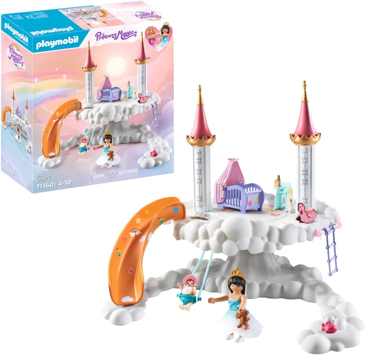 Playmobil Princess Magic 71360 Heavenly Baby Cloud, Magic Nurery in the Clouds, including Baby Cradle, Rocking Horse, Teddy Bear and More, Toy for Children from 4 Years