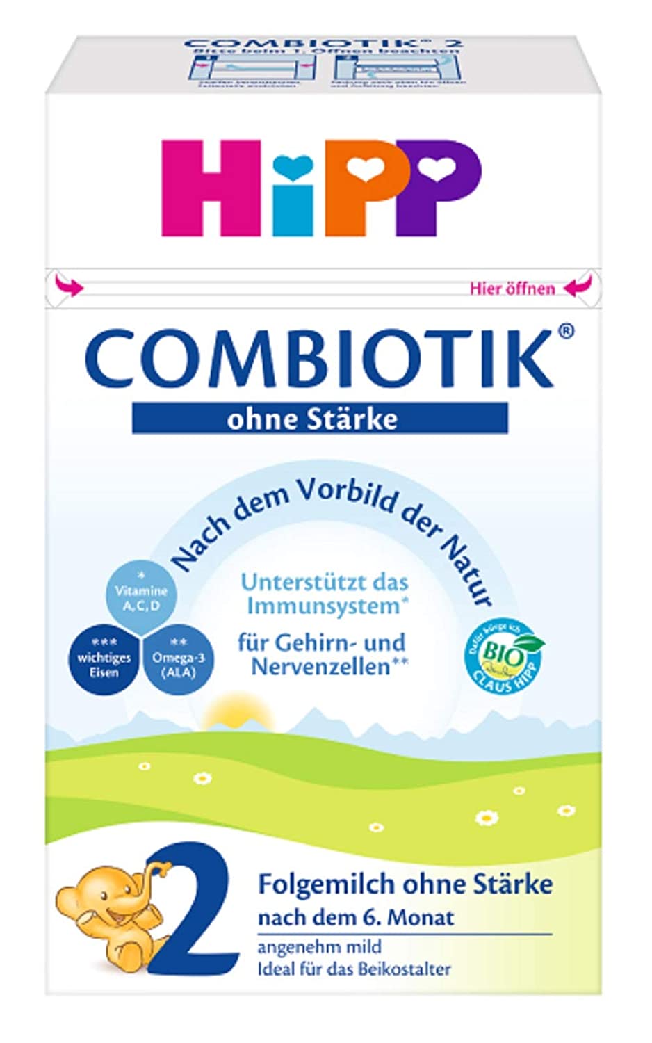 Hipp 2 Organic Combiotic Follow on Milk without Starch, pack of 4 (4 x 600 g)