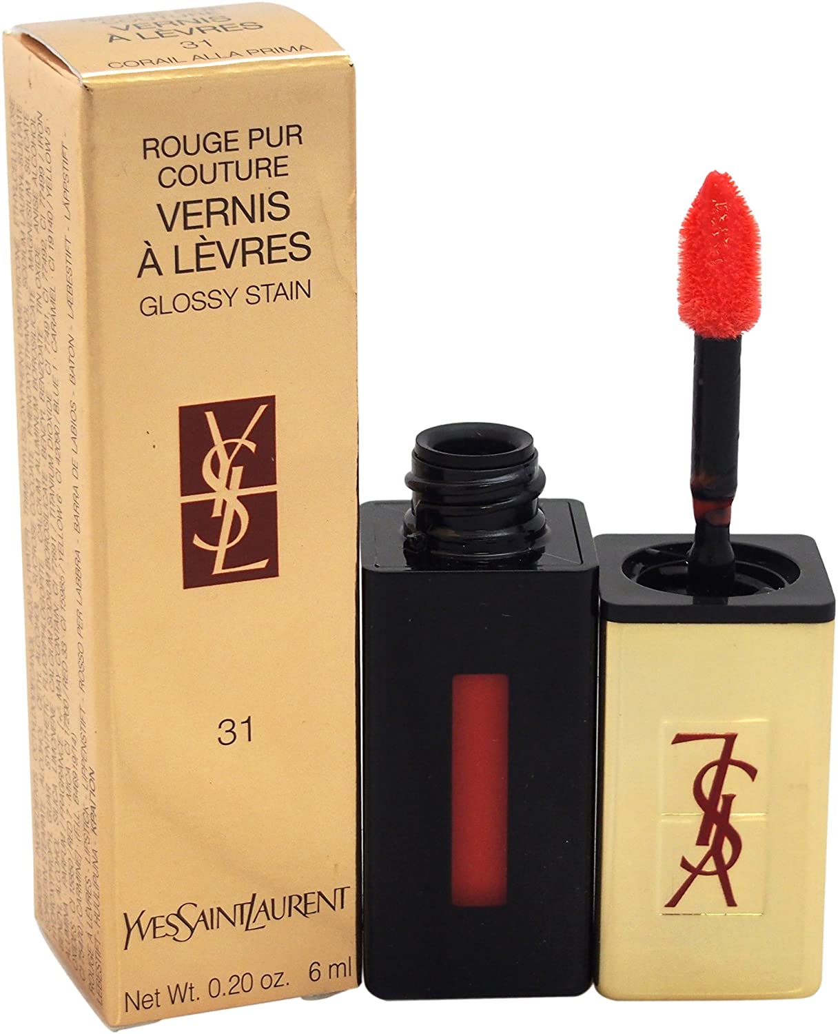 Yves Saint Laurent Rouge Pur Couture Vernis À Lèvres Glossy Stain 6ml – 31 Corail Alma Prima