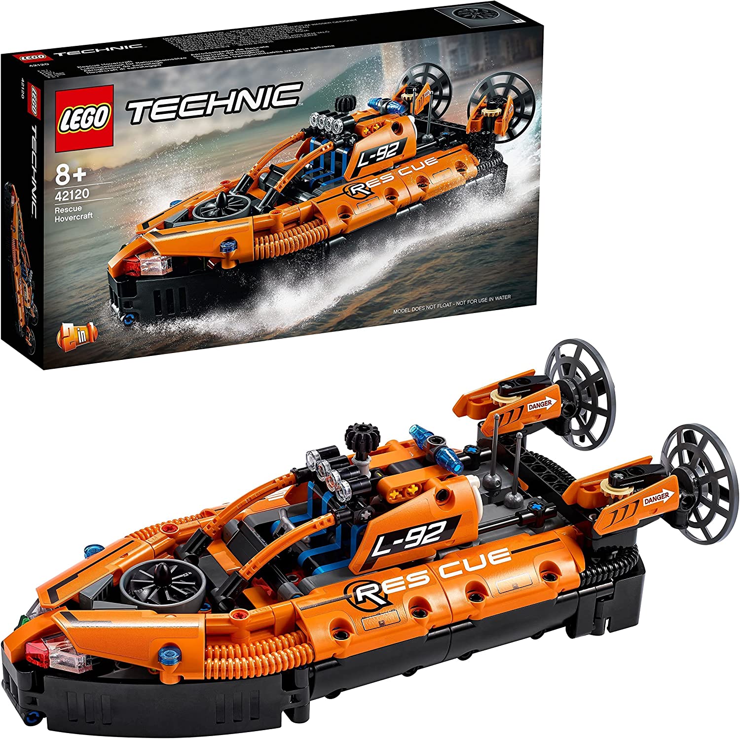 LEGO 42120 Technic Air Cushion Boat for Rescue Operations, 2-in-1 Model, Construction Kit for Boys and Girls, Toy from 8 Years