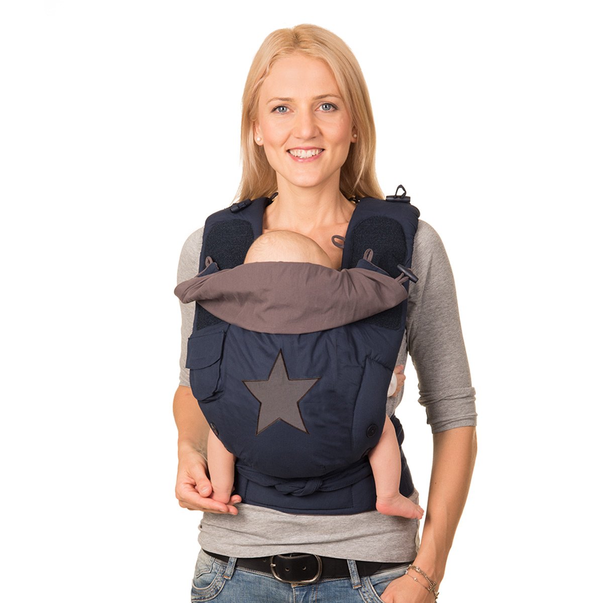 Bondolino baby carrier including binding instructions (English language not guaranteed), slim-fit navy star