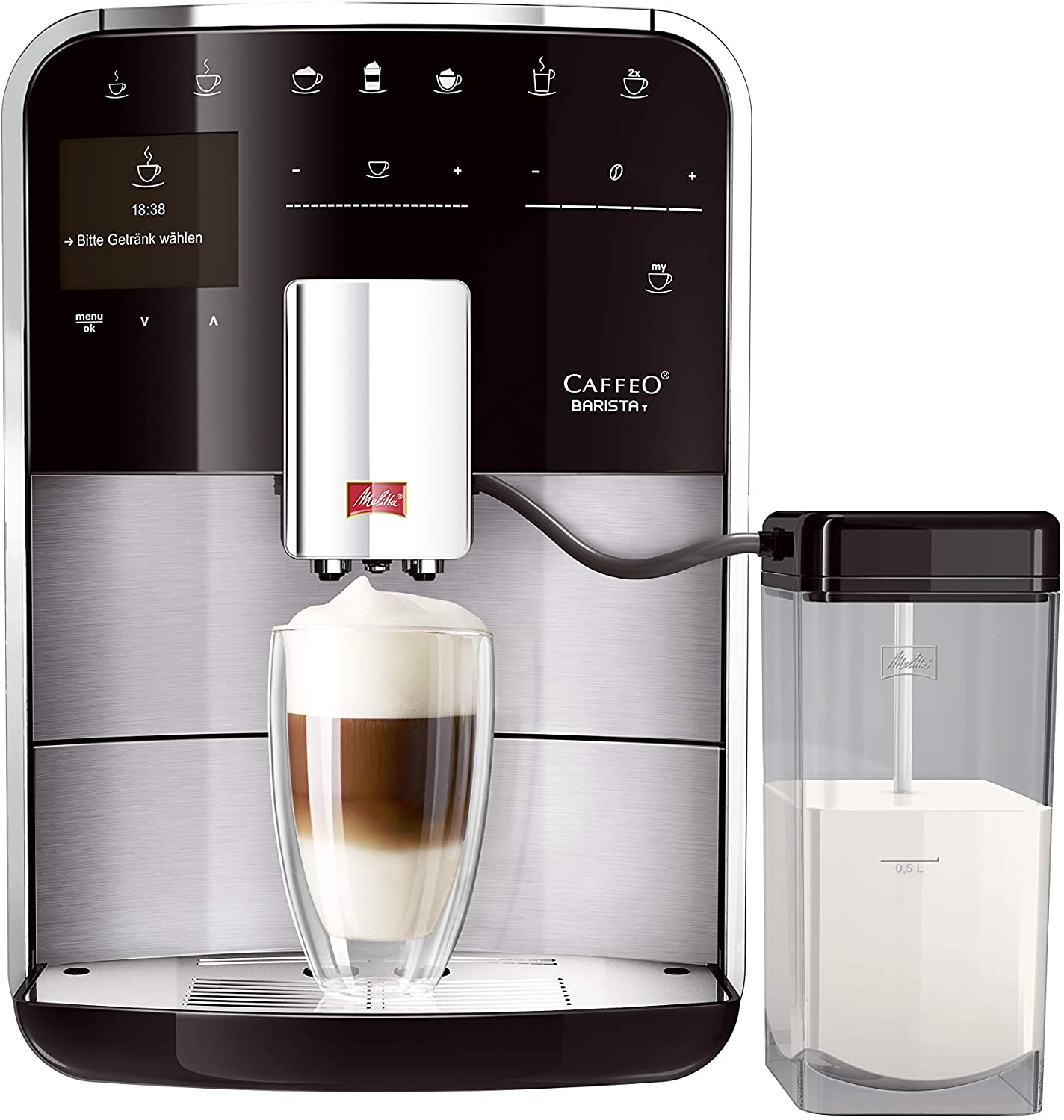 Melitta 217373 Caffeo Barista T F 740-200 Fully Automatic Coffee Machine for Office Touch Function Stainless Steel Plastic 1.8 Litres Black