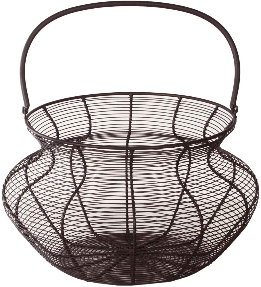 Varia Living Egg Basket Metal Wire with Handle Black | Storage in the Kitchen for Onions, Potatoes, Vegetables and Fruit | Metal Basket in Modern Vintage Shabby Retro Look | Diameter 30 cm