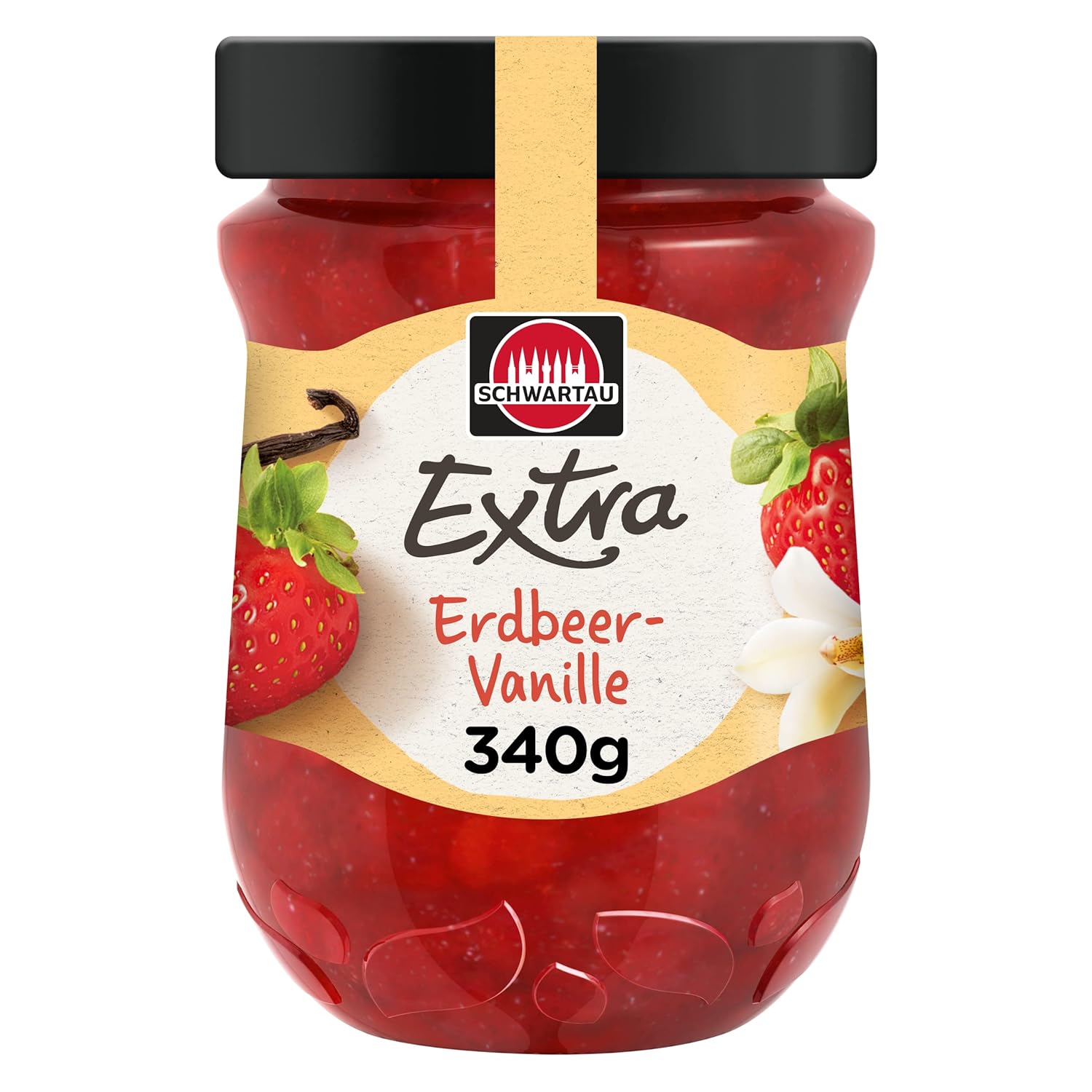Schwartau Extra Strawberry Vanilla, Jam, Pack of 8 (8 x 340 g Jar)