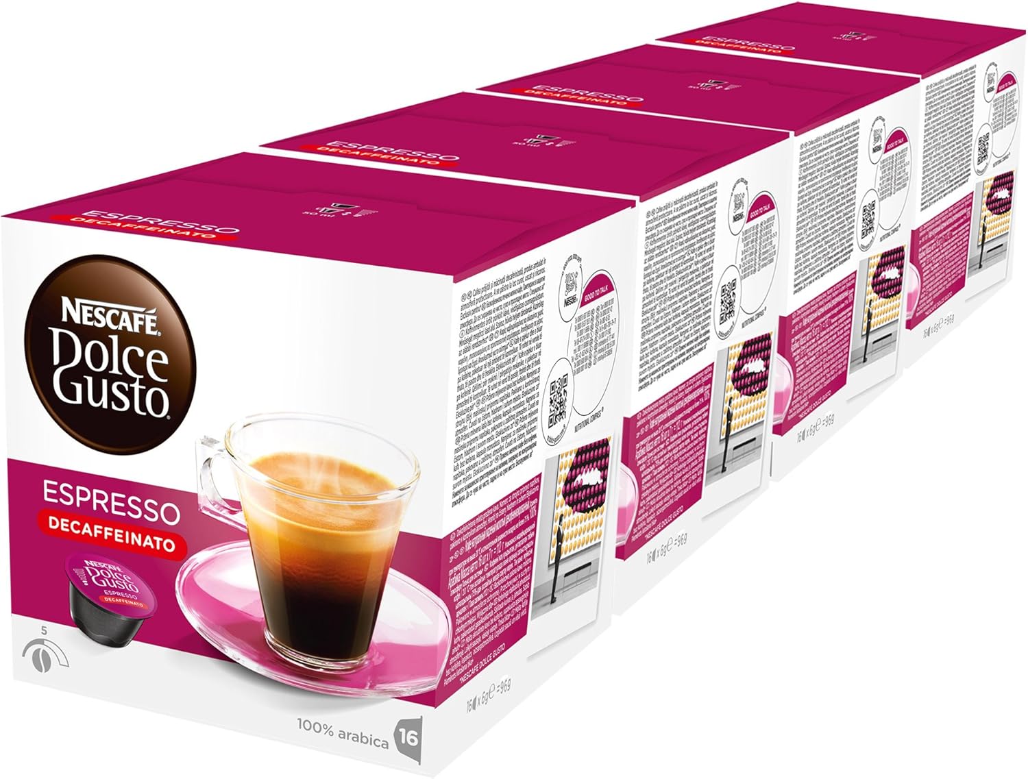 Nescafé Dolce Gusto Espresso Decaffeinato, Pack of 4, 4 x 16 Capsules