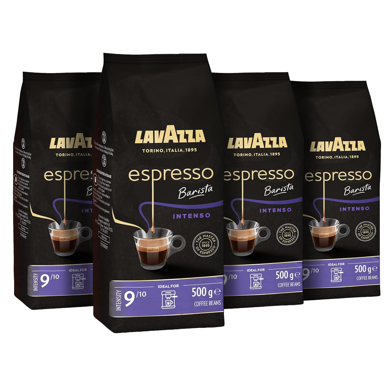 Lavazza, Espresso Barista Intenso, Drumroasted Coffee Beans 2 kg, Ideal for Espresso Coffee Machines, with Aromatic Notes of Cocoa and Wood, Arabica & Robusta, Intensity 9/10, Medium