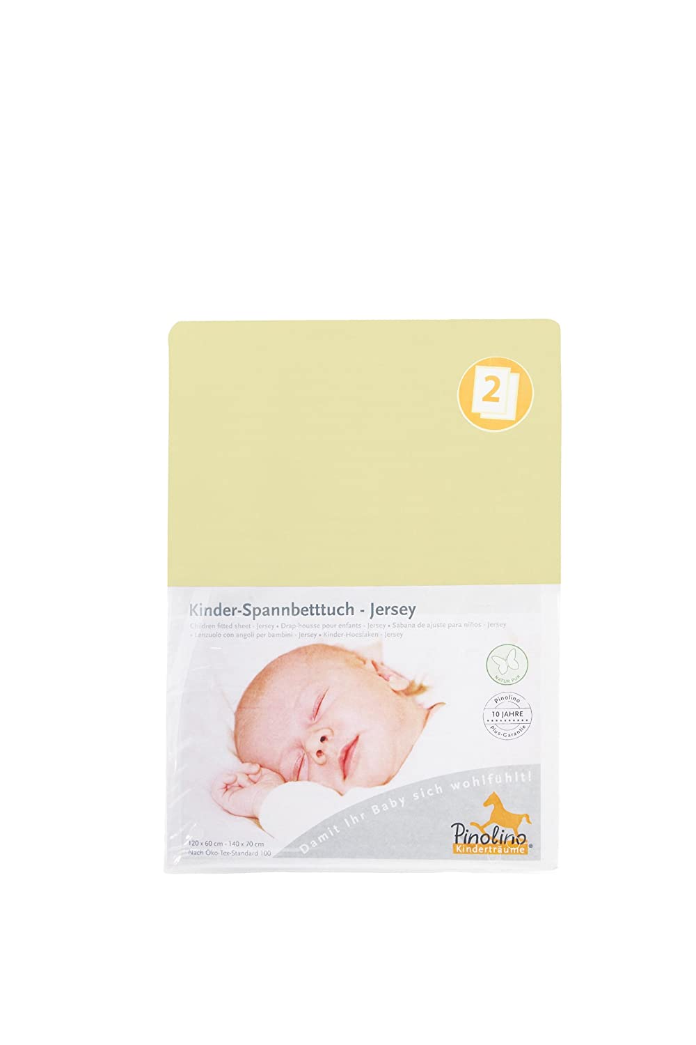 Pinolino 540002 Twin Pack Jersey Fitted Cot Bed Sheet yellow