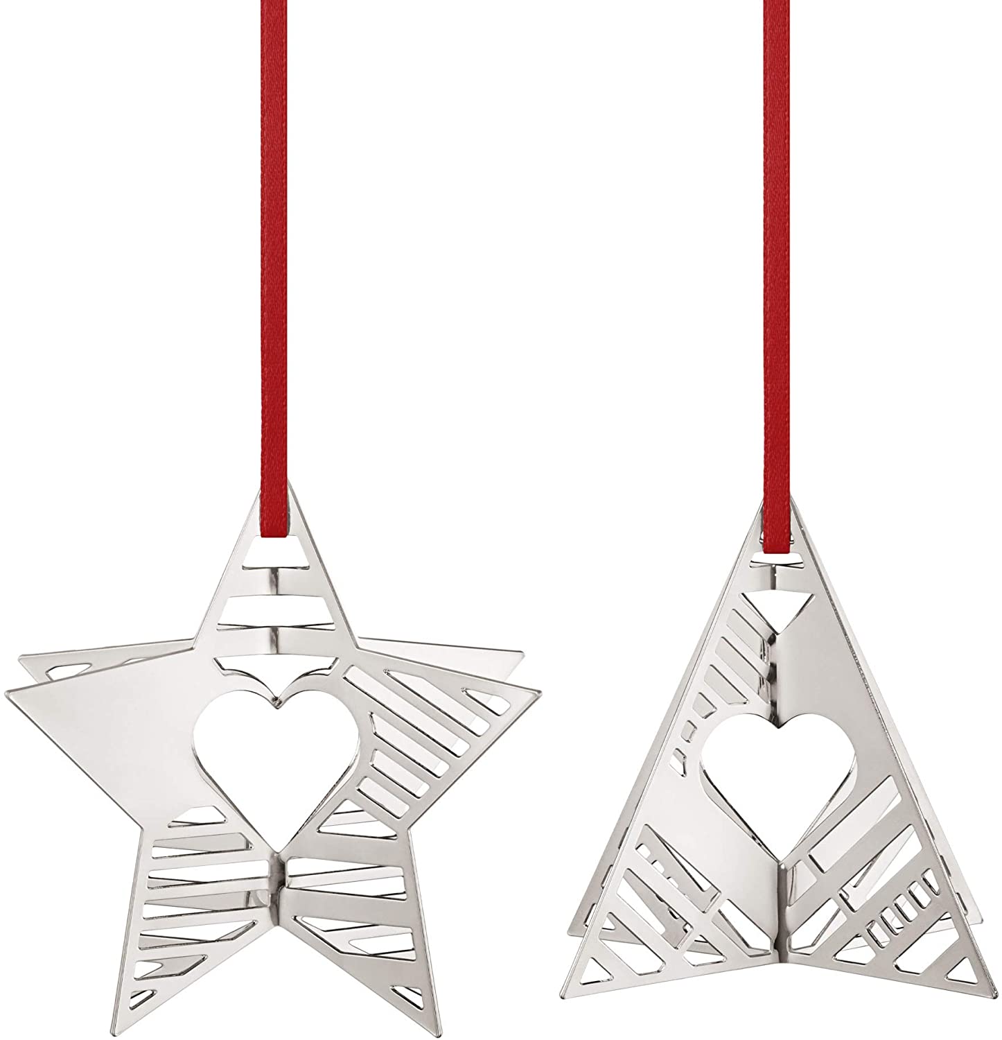 Georg Jensen 2019 Star and Tree Christmas Ornaments - Palladium Plated