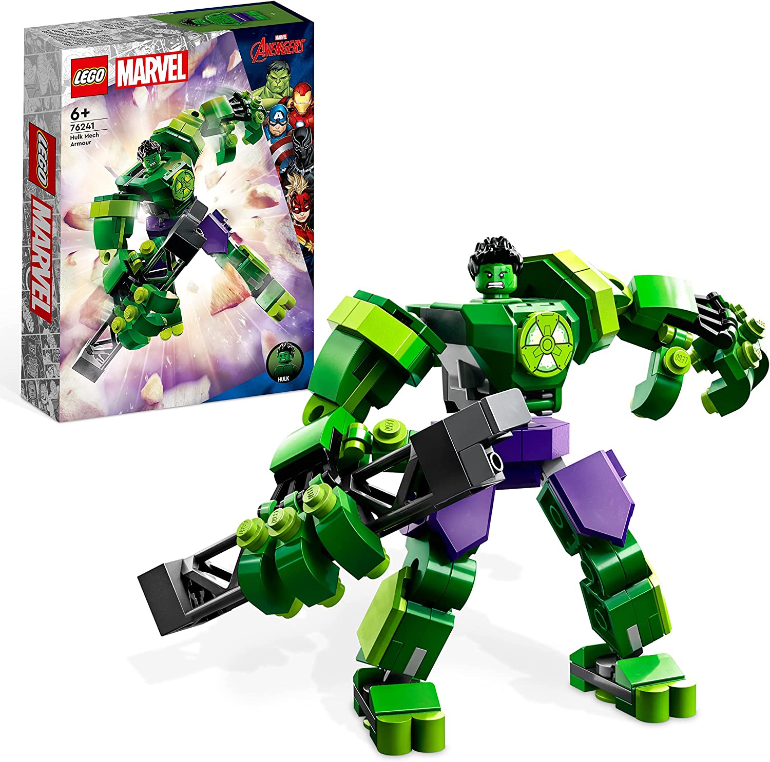 LEGO 76241 Marvel Hulk Mech Avengers Superhero Action Figure, Collectable Building Toy for Boys and Girls from 6 Years