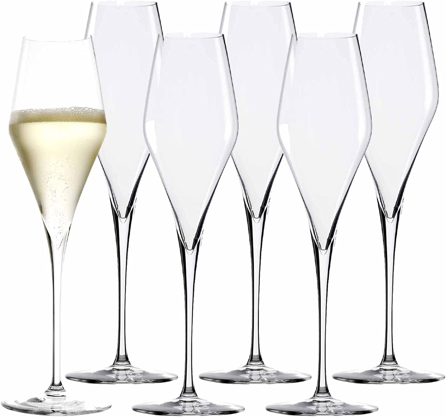 Stölzle Lausitz Champagne Glasses Q1 300 ml Set of 6 in Gift Box Handmade and Mouth-Blown Hand Wash Recommended Highest Quality