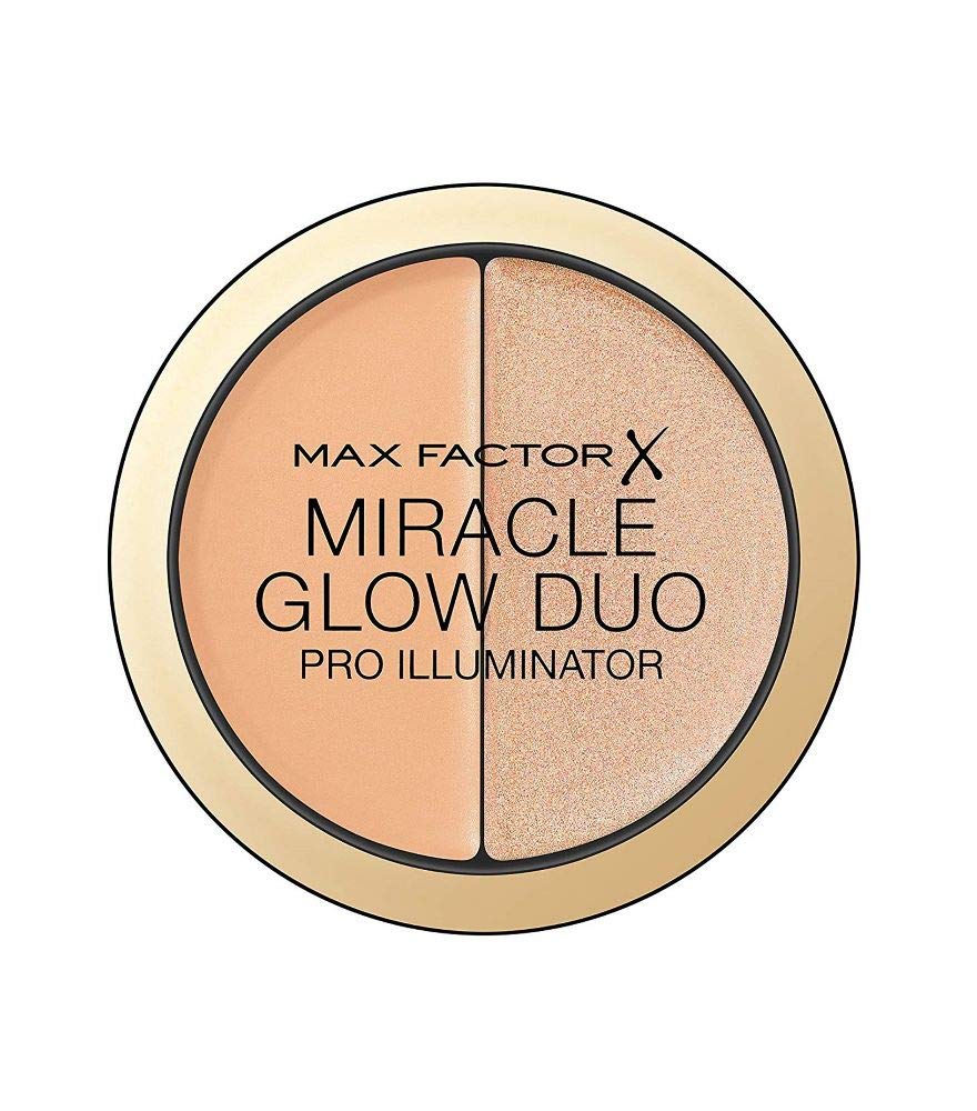Max Factor Miracle Glow Duo Highlighter Medium 20 - Highlighter Powder with Gold Shimmer - For the Perfect Complexion - Colour Rose and Apricot - 1 x 8 g, ‎20