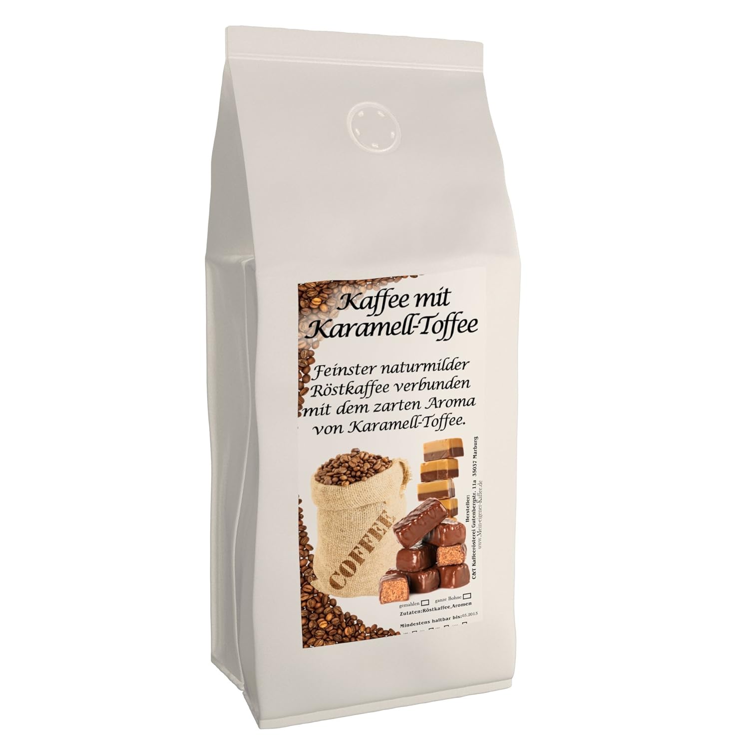 Aroma Coffee - Flavored Coffee - Caramel 1000 g - Ground - Top Coffee - Gentle and Fresh Roasted in Own Roastery
