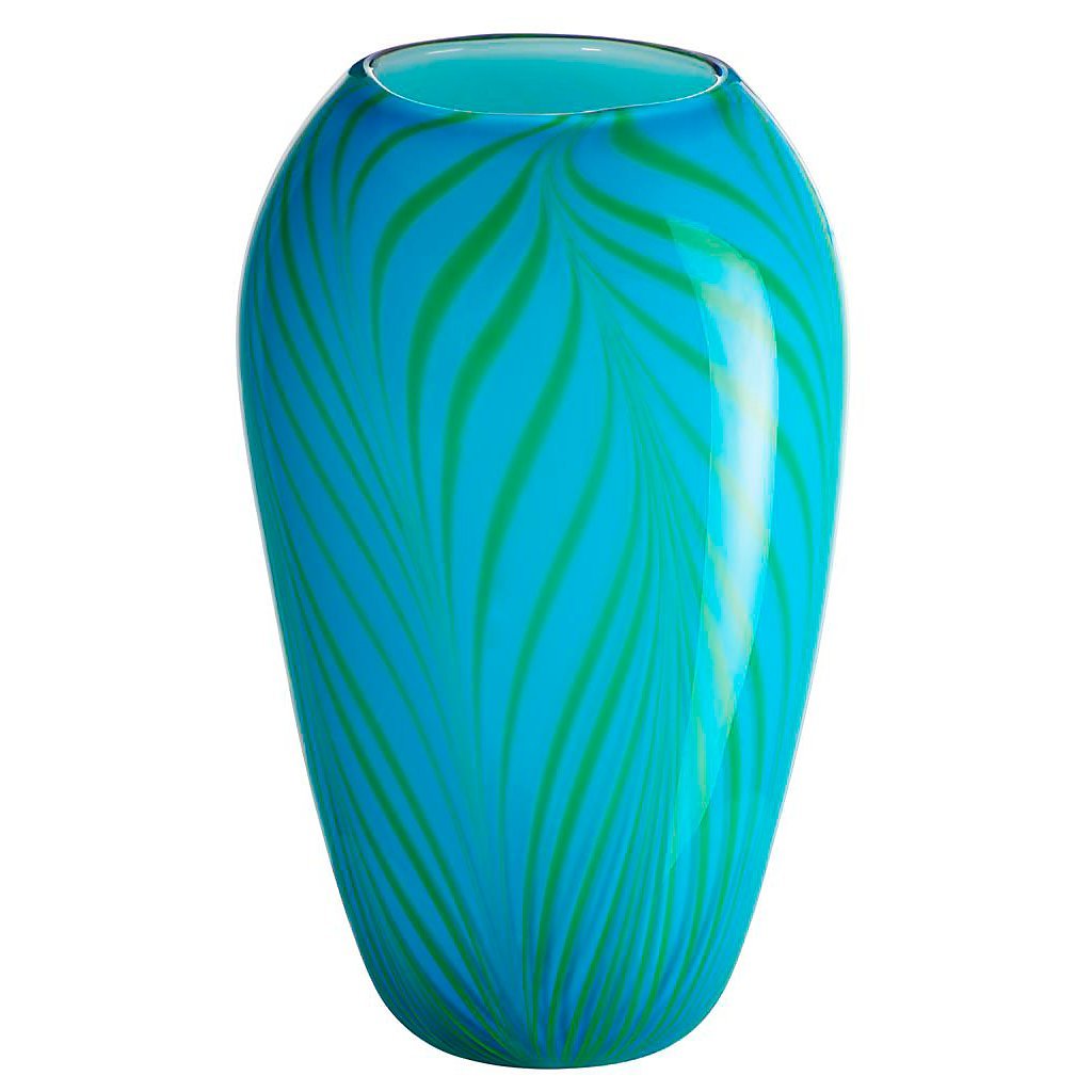 CRISTALICA Flower Vase, Glass Vase "Borneo, Blue/Green, 28 Cm, Modern Style (Art Glas