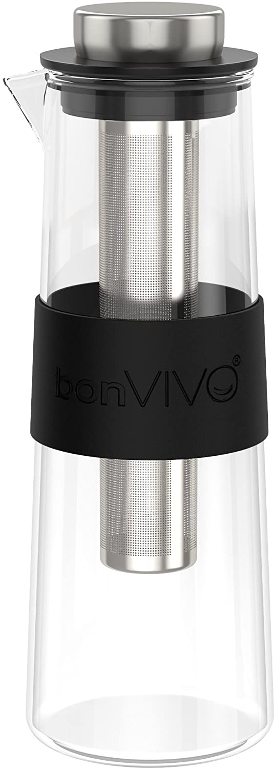 bonVIVO Frida Cold Brew Coffee Maker, New Aroma Variety for Coffee Lovers, Coffee Maker with Permanent Filter for Cold Brew Coffee, Coffee Pots, Glass, 1 Litre (34 oz.), 4 Cups